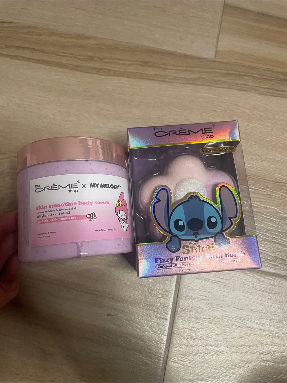 The Crème Shop x My Melody Skin Smoothie Body Scrub & Stitch Fizzy Bath Bomb